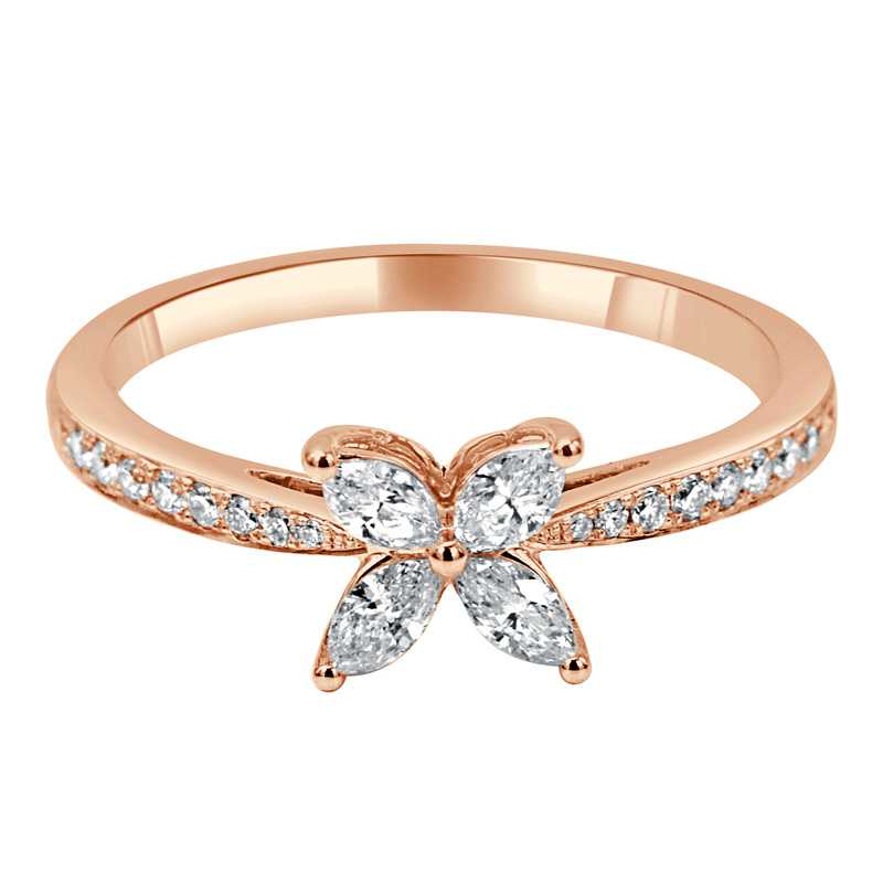 butterfly diamond ring in rose gold