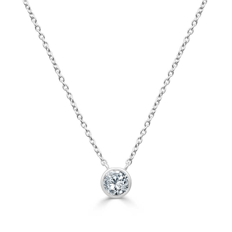 diamond pendant with chain in white gold