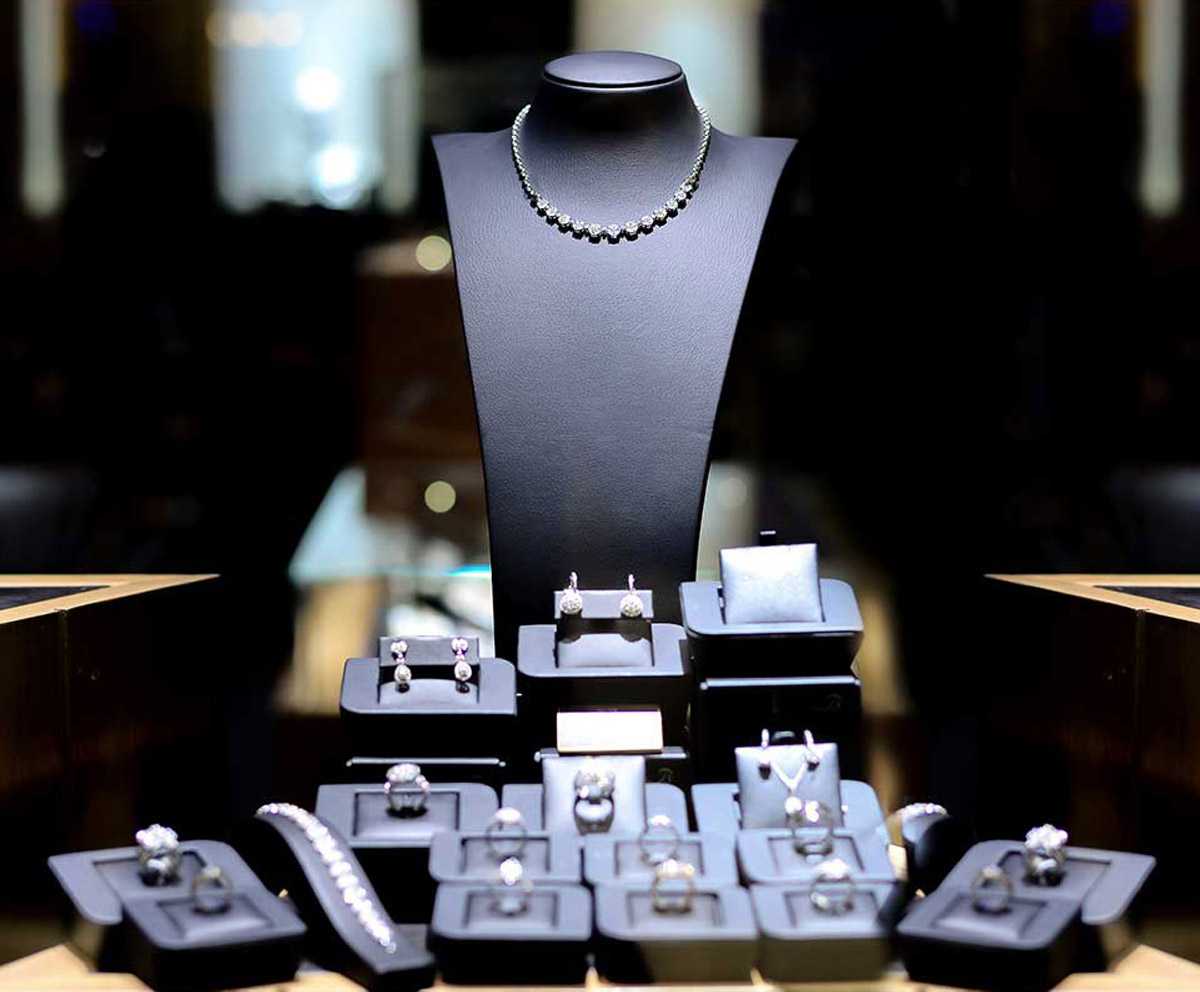 diamond necklace in showcase