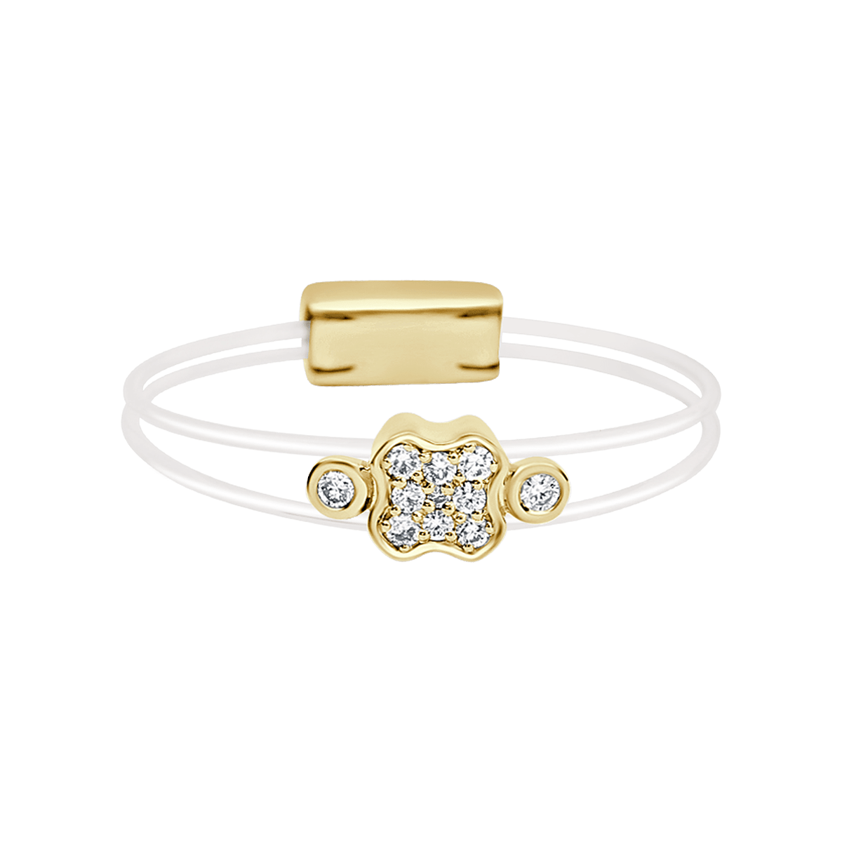 Clover cluster yellow gold ring of Aura collection - horizontal