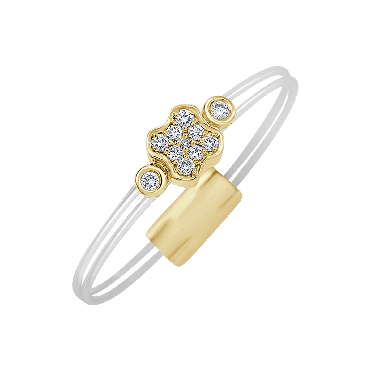 Clover cluster yellow gold ring of Aura collection - horizontal