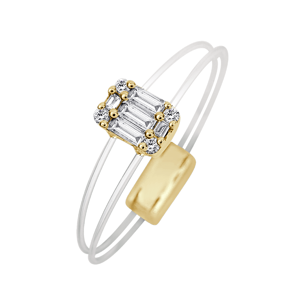 Emerald illusion yellow gold ring 1.0ct of Aura collection - horizontal