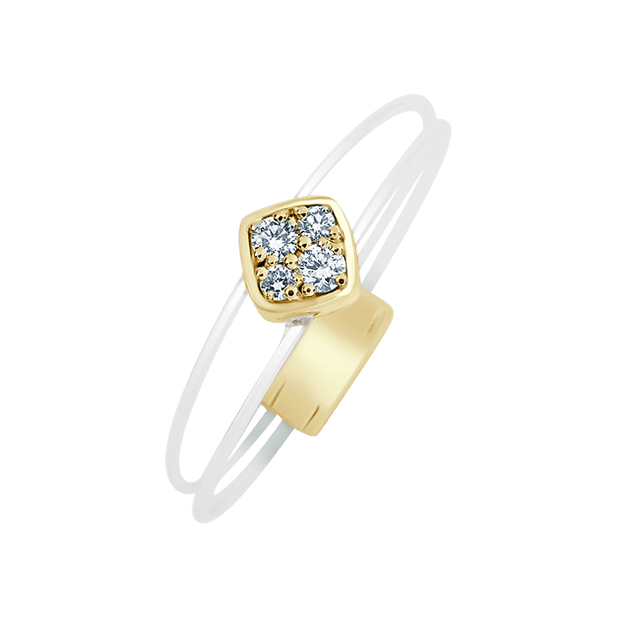 Kite cluster yellow gold ring of Aura collection - horizontal