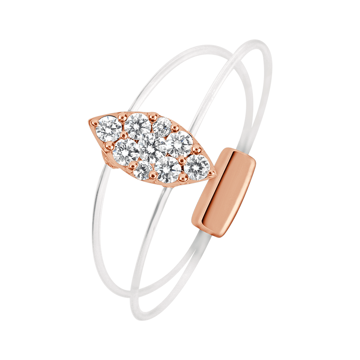 Marquise illusion yellow gold ring of Aura collection - horizontal