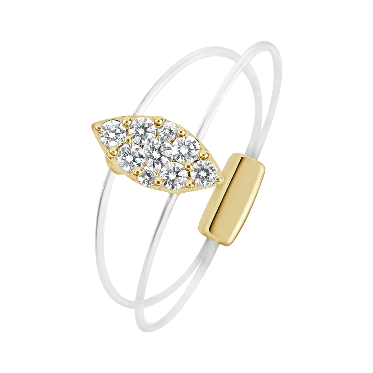 Marquise illusion yellow gold ring of Aura collection - horizontal