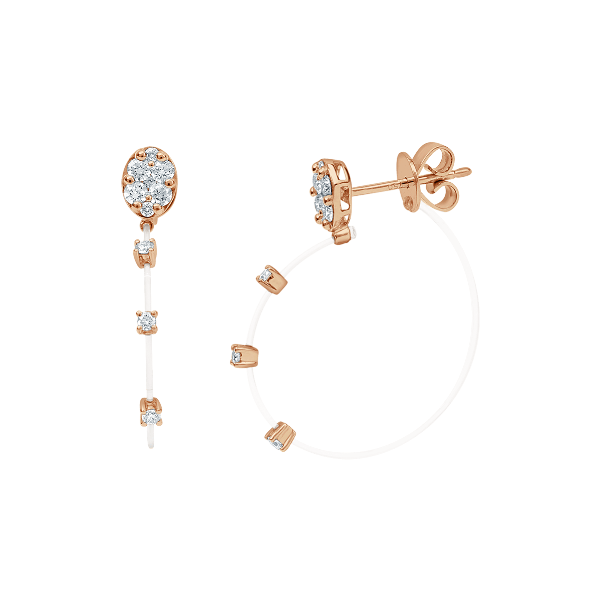 Oval Illusion Floating Diamond Earring From Aura Collection