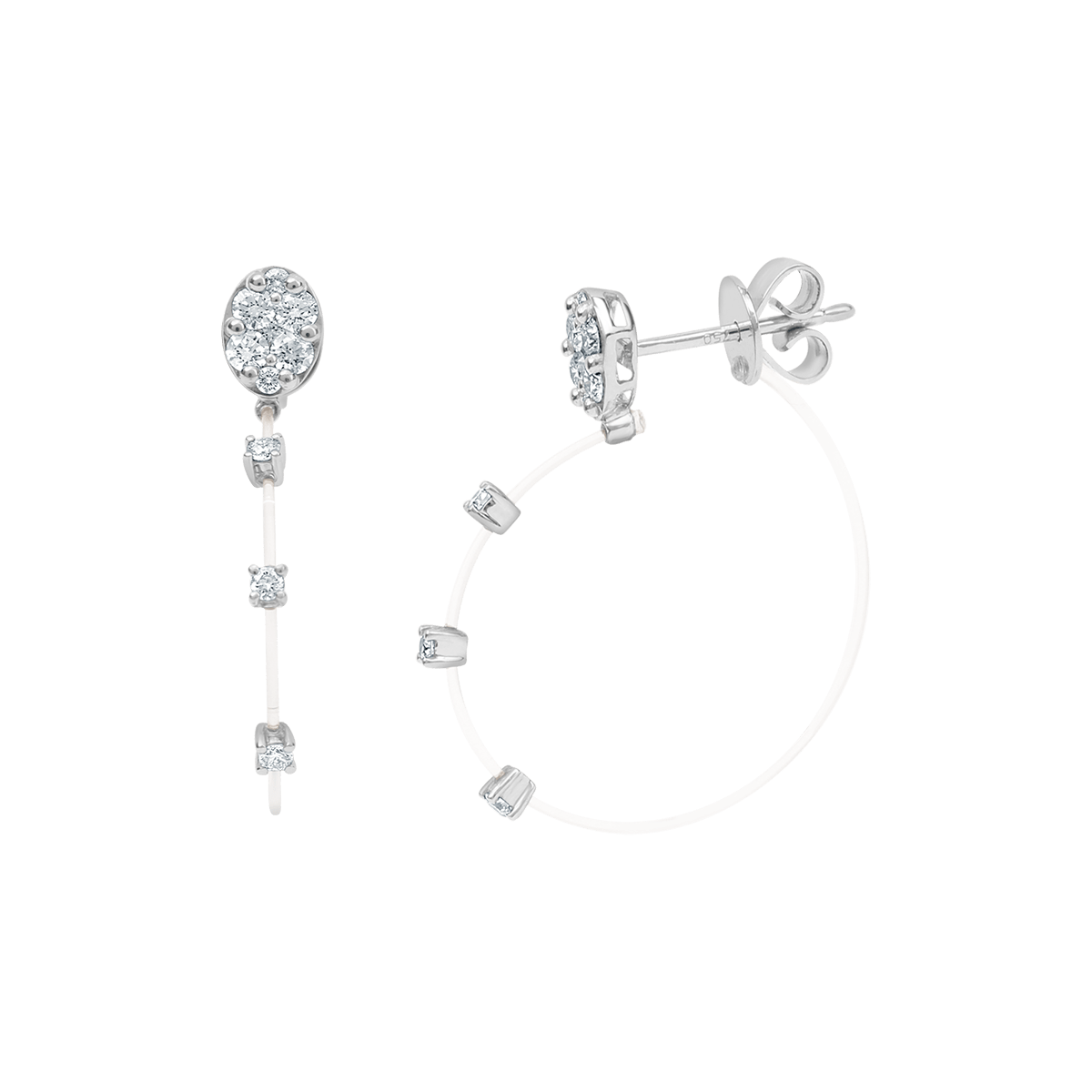 Oval Illusion Floating Diamond Earring From Aura Collection