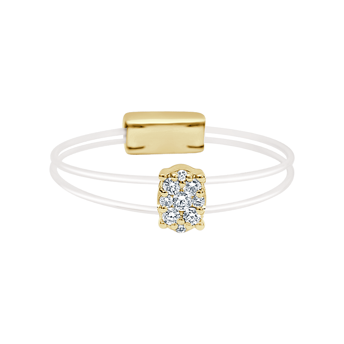 Oval illusion yellow gold ring of Aura collection - horizontal