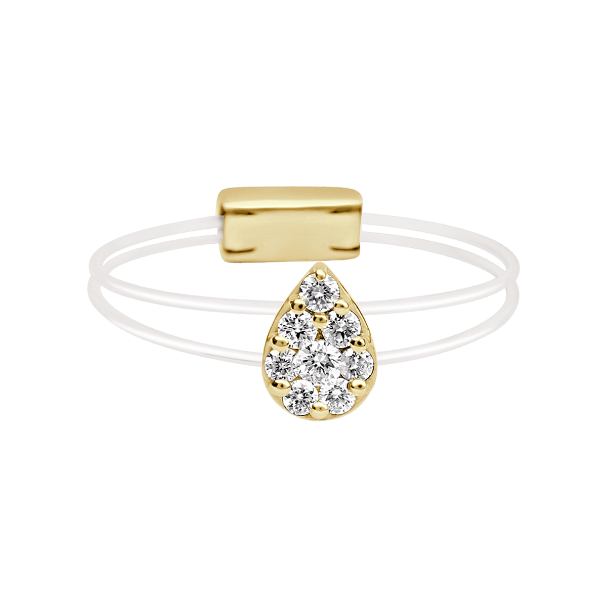 Pear illusion yellow gold ring of Aura collection - horizontal