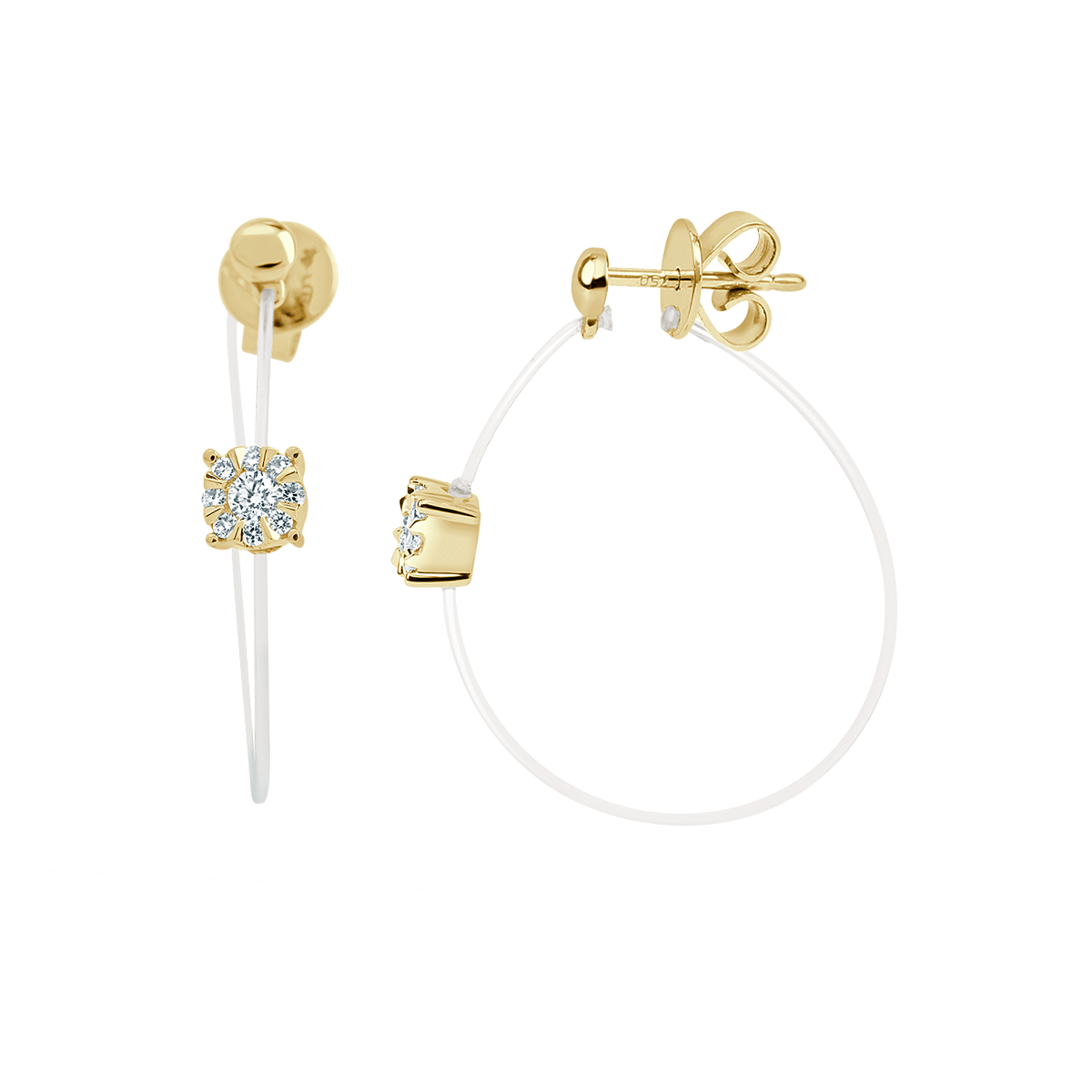 Round Illusion Hoops In 18 K Yellow Gold And 0.25 Carat Look From Aura Collection
