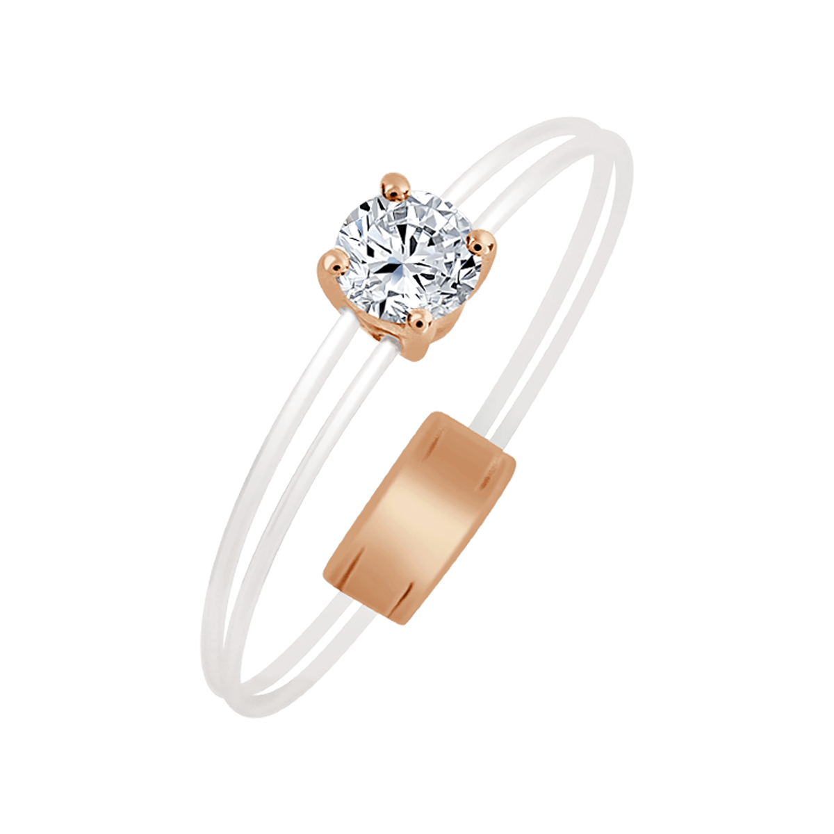 Round solitaire yellow gold ring of Aura collection - horizontal