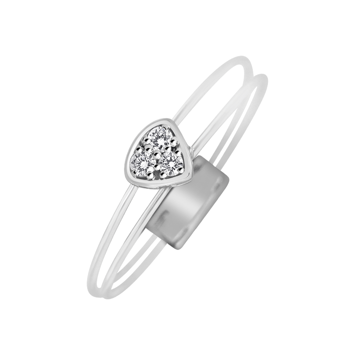 Trilliant cluster yellow gold ring of Aura collection - horizontal