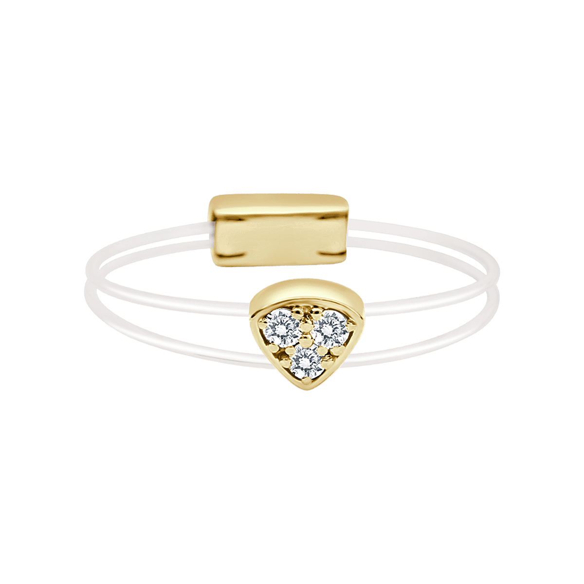 Trilliant cluster yellow gold ring of Aura collection - horizontal