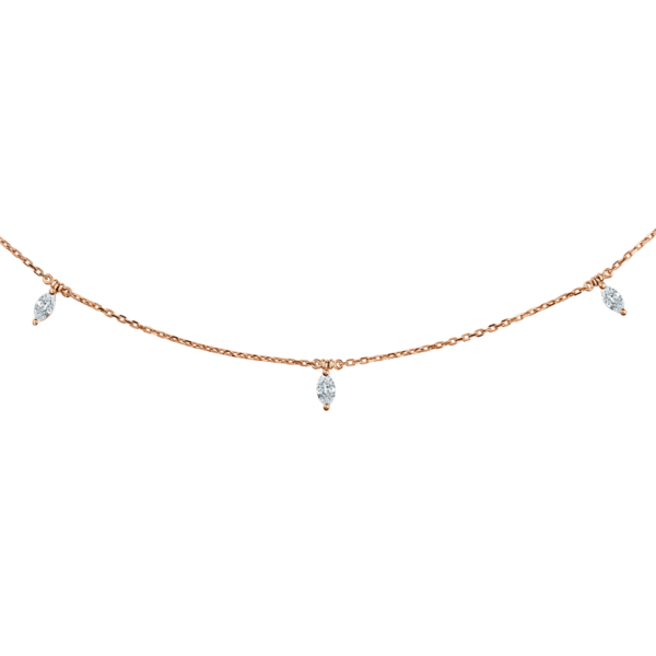 Five Marquise Diamond Small Necklace In 8 K Rose Gold From Chokers Collection