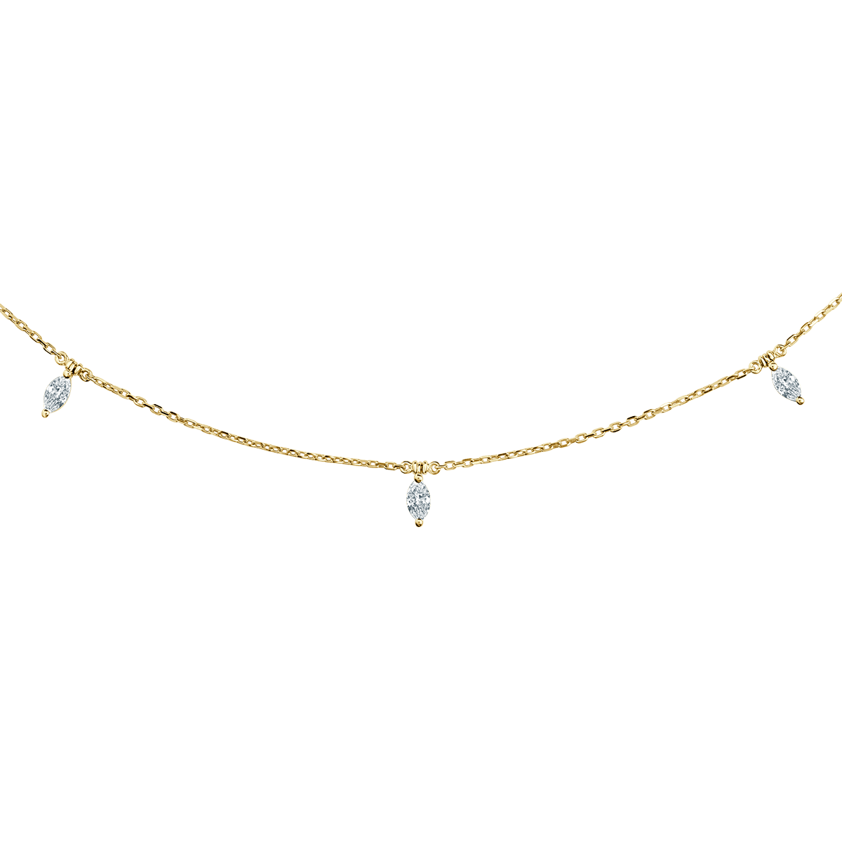 Five Marquise Diamond Small Necklace In 8 K Rose Gold From Chokers Collection