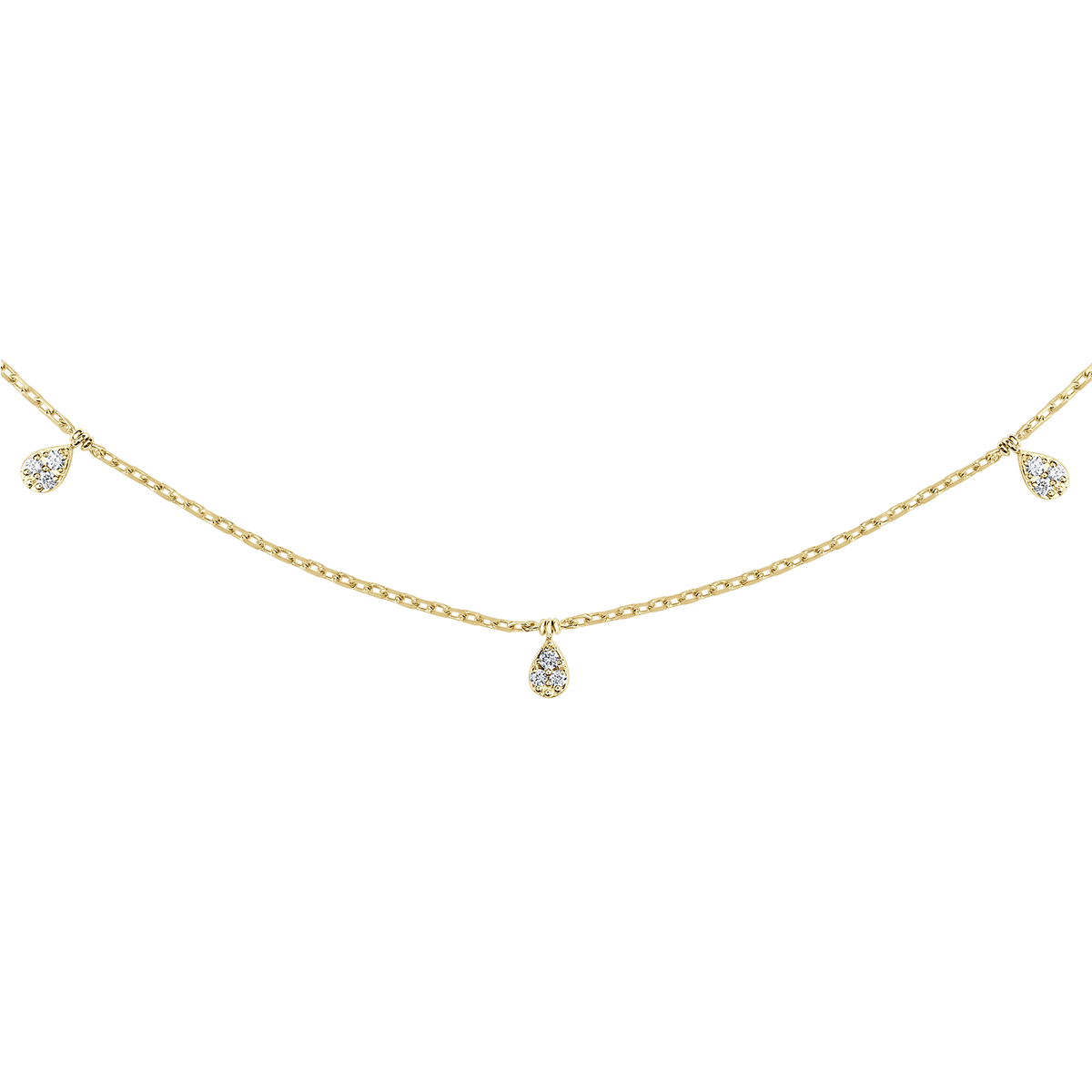 Five Pear Illusion Diamond Small Necklace In 18 K Yellow Gold From Chokers Collection