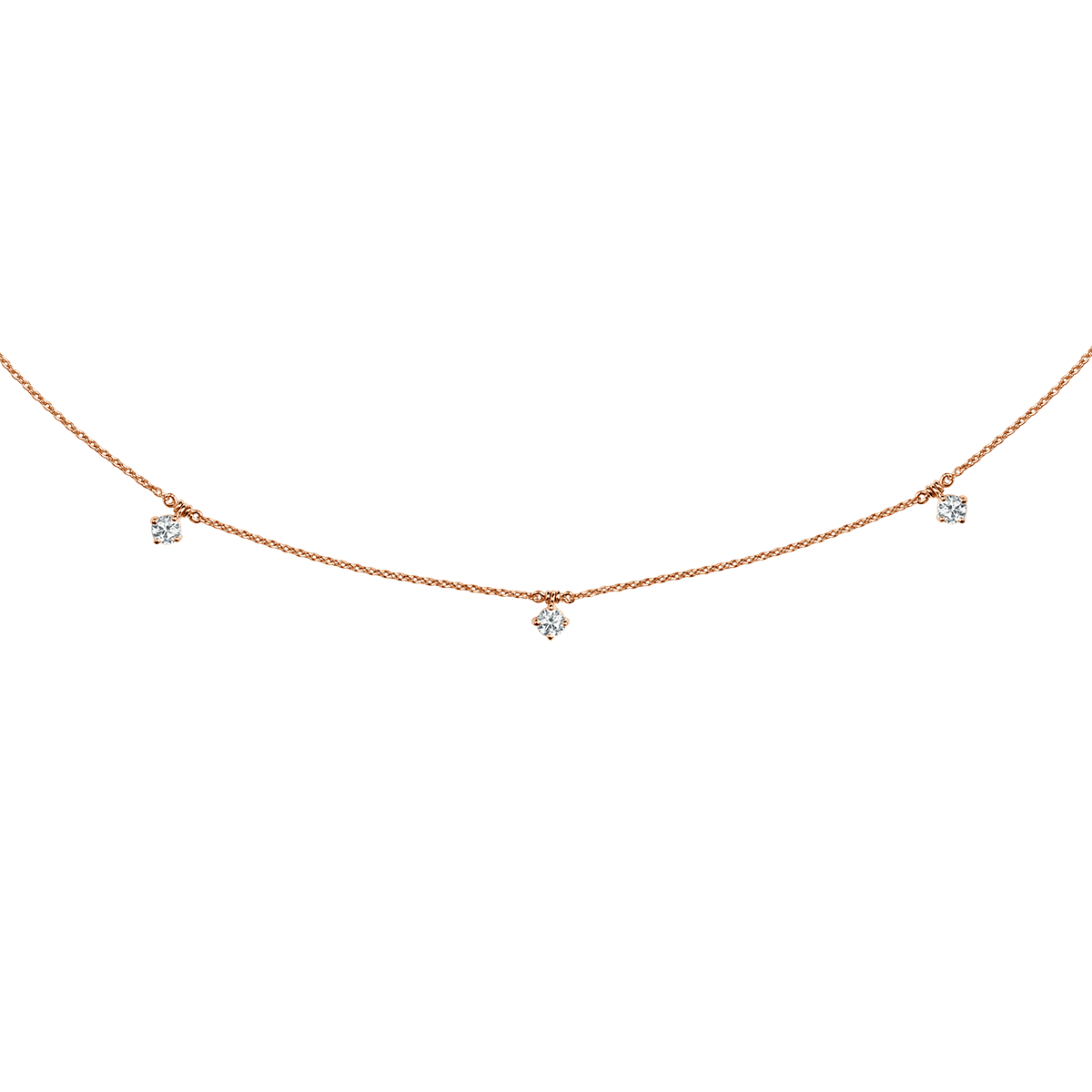 Five Round Diamond Small Necklace In 18 K Rose Gold From Chokers Collection
