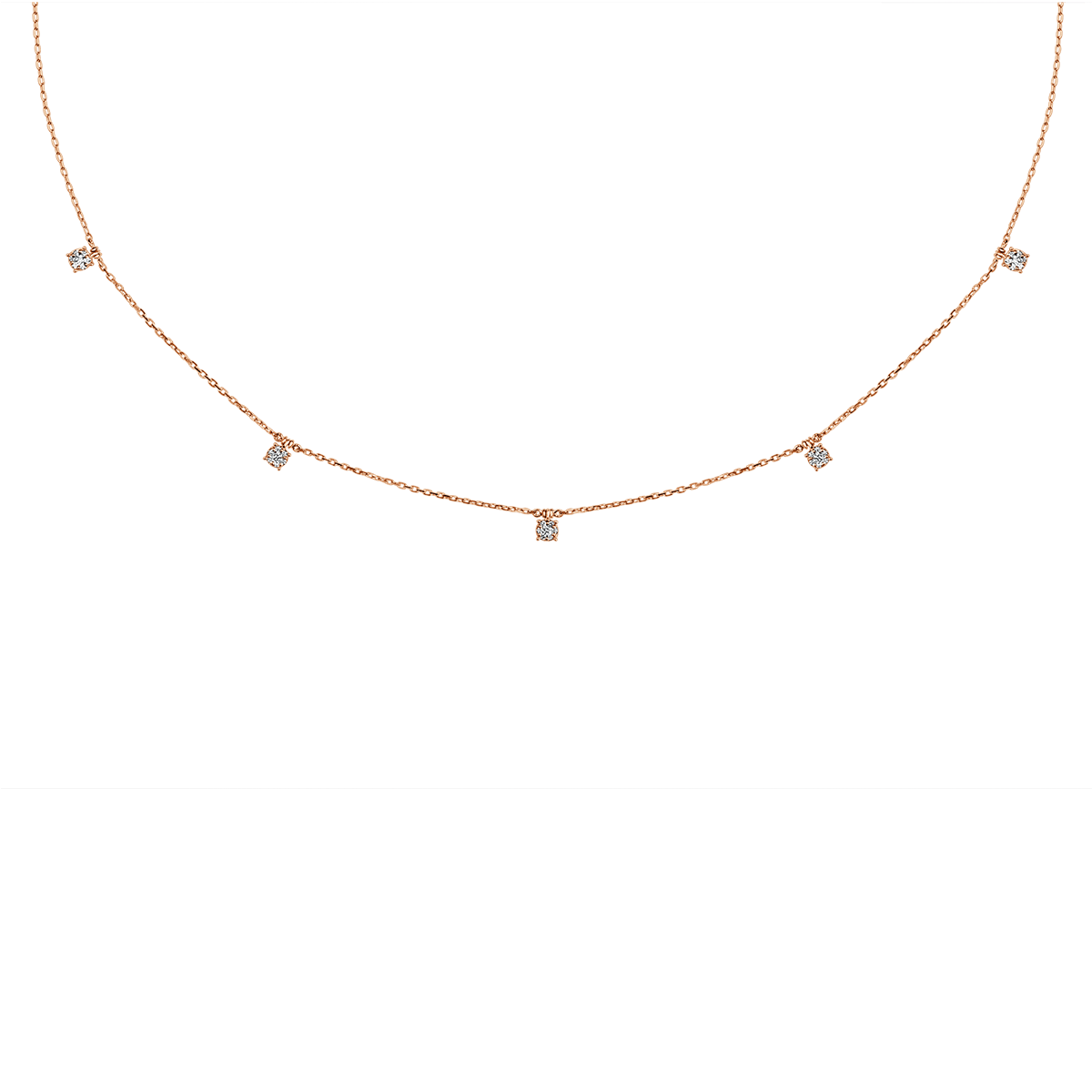 Five Pear Diamond Medium Necklace In 18 K Rose GoldFrom Chokers Collection