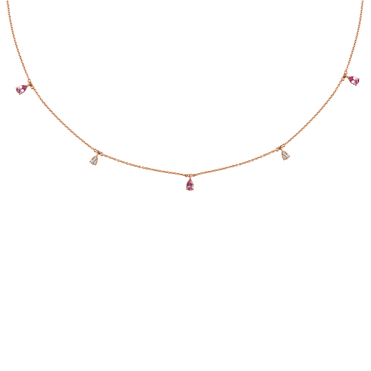 Pink Sapphire & Illusion Drop Diamond Necklace In 18 K Rose Gold From Chokers Collection