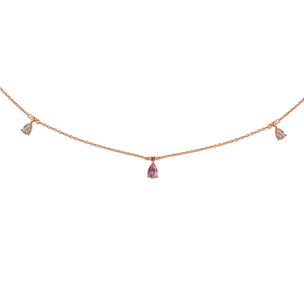 Pink Sapphire & Illusion Drop Diamond Necklace In 18 K Rose Gold From Chokers Collection