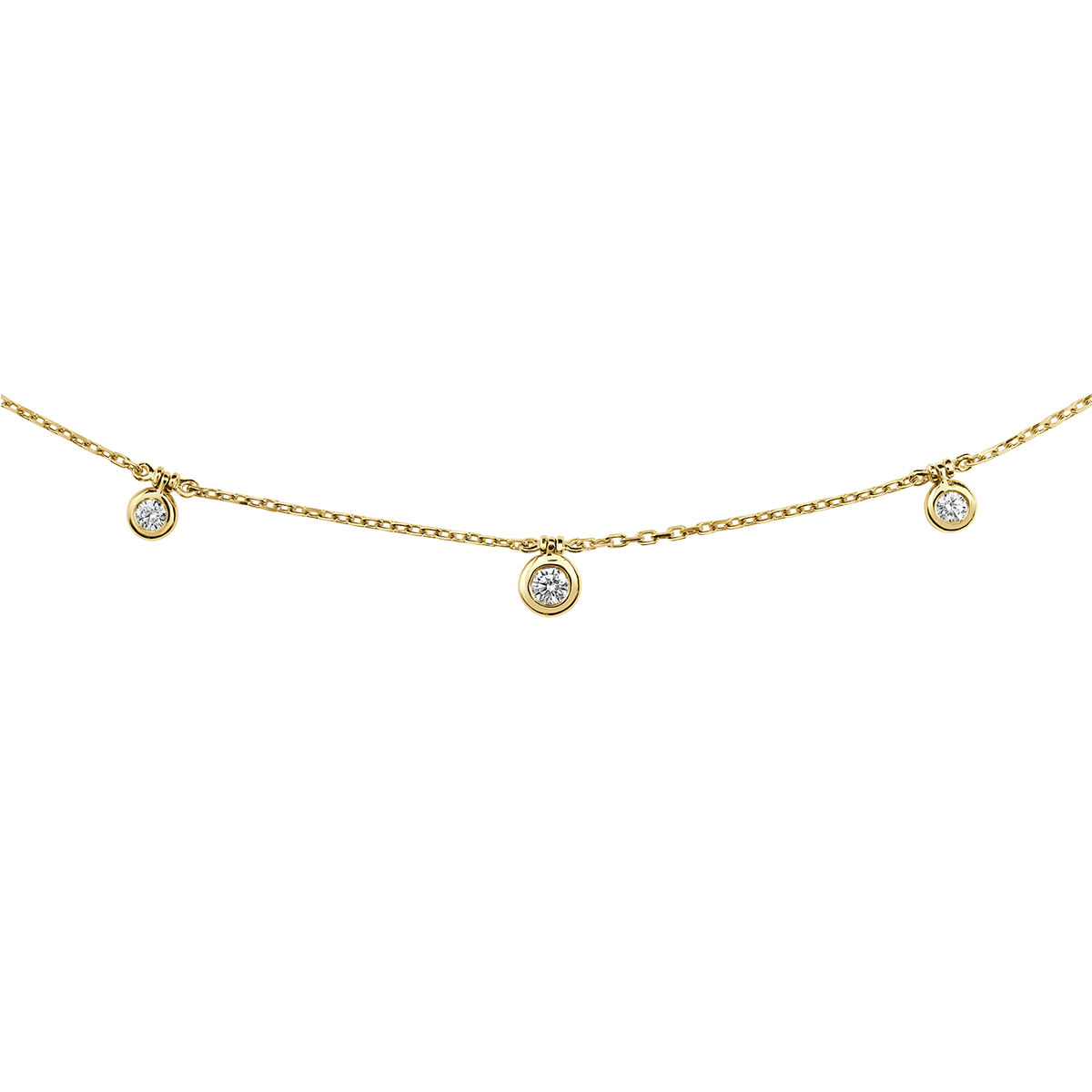 Seven Graduated Round Bezel Diamond Small Necklace In 18 K Rose Gold From Chokers Collection