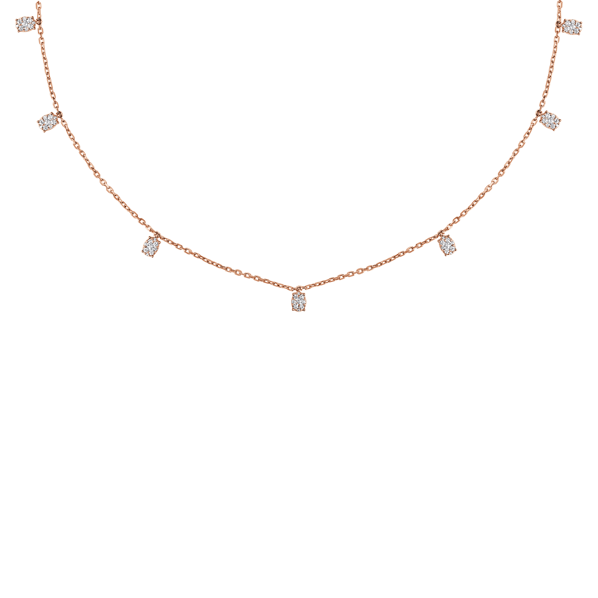 Seven Oval Illusion Diamond Necklace In 8 K Yellow Gold From Chokers Collection