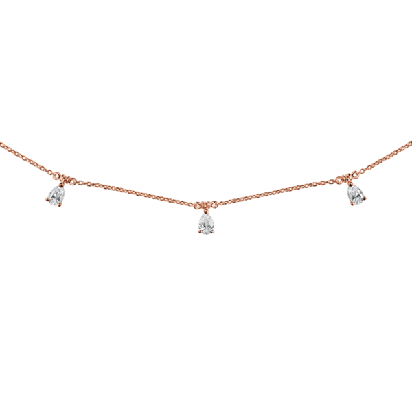 Seven Pear Diamond Small Necklace In 8 K Rose Gold From Chokers Collection