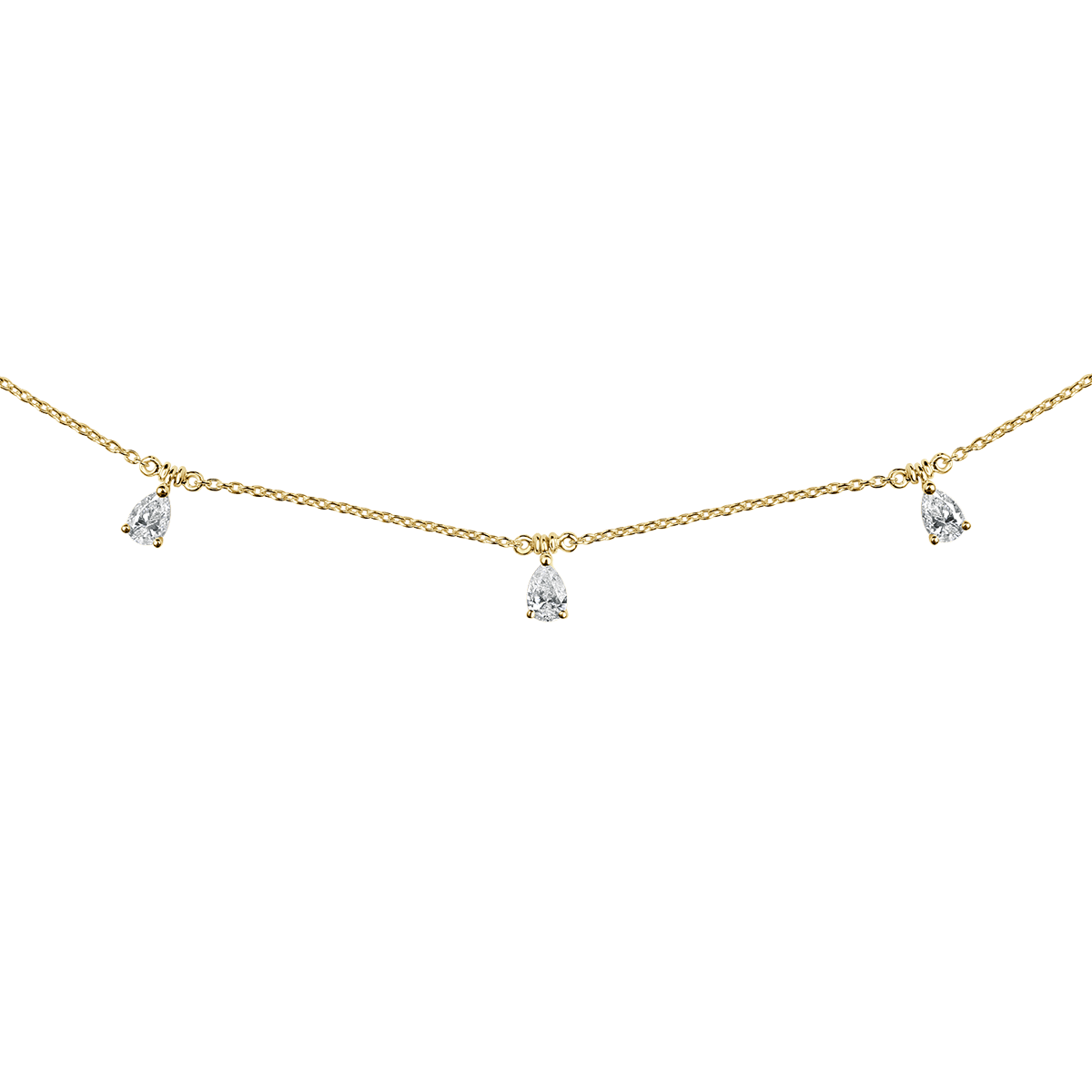 Seven Pear Diamond Small Necklace In 8 K Rose Gold From Chokers Collection