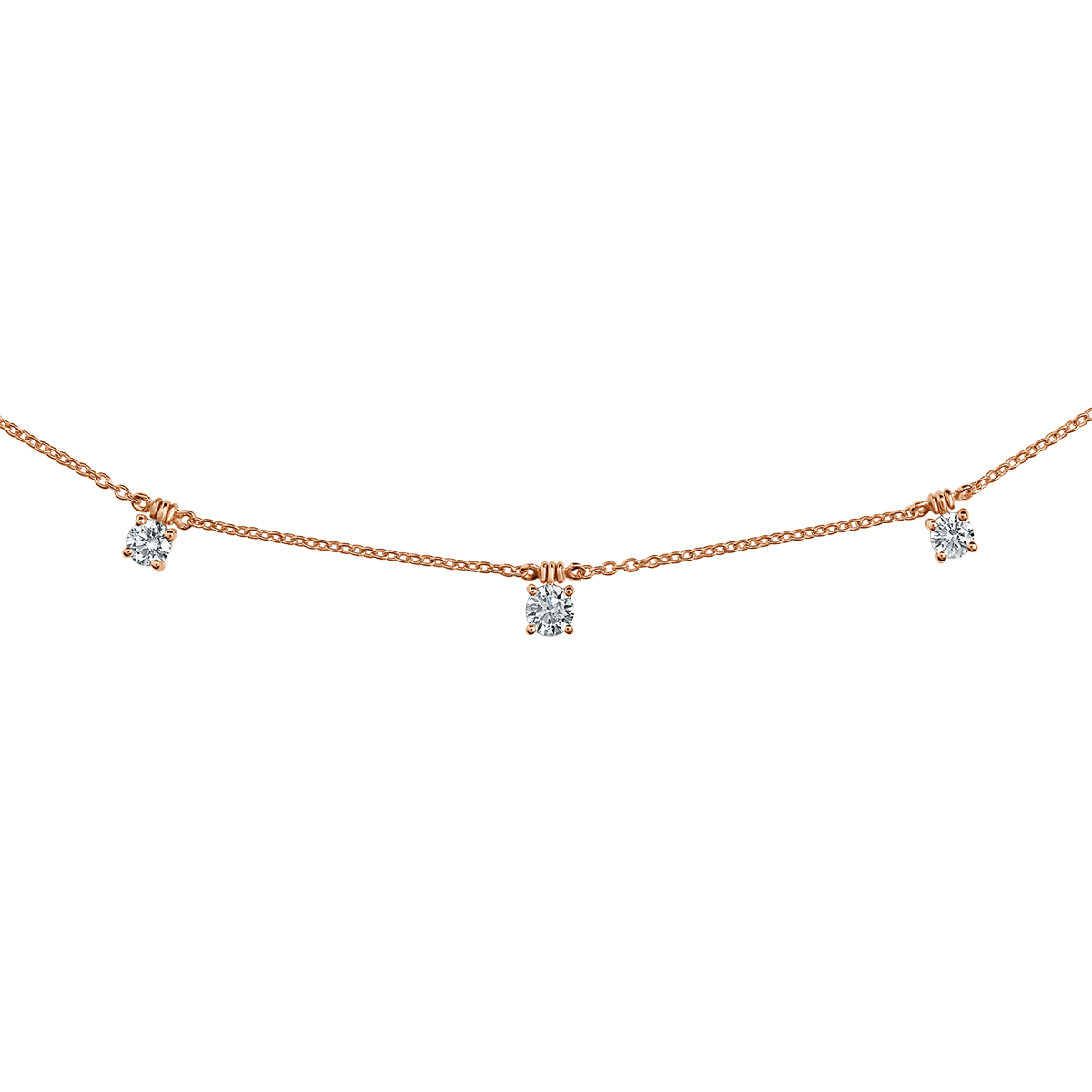 Seven Round Centered Diamond Necklace In 18 K Rose Gold From Chokers Collection