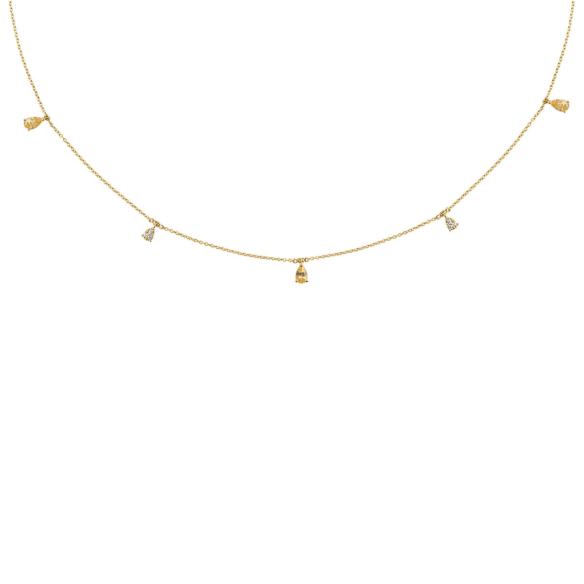 Yellow Sapphire & Illusion Drop Diamond Necklace In 18 K Yellow Gold From Chokers Collection