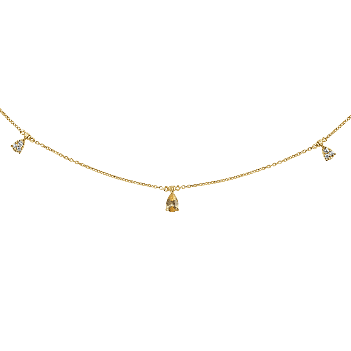 Yellow Sapphire & Illusion Drop Diamond Necklace In 18 K Yellow Gold From Chokers Collection