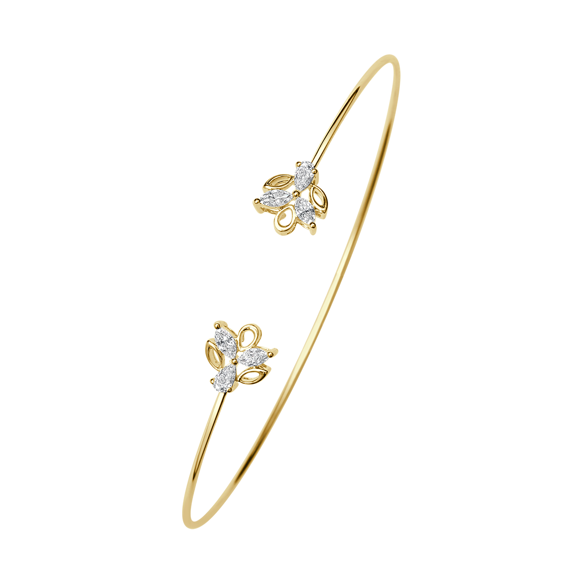 Alternate Diamond Leaves Bangle From Ava Collection