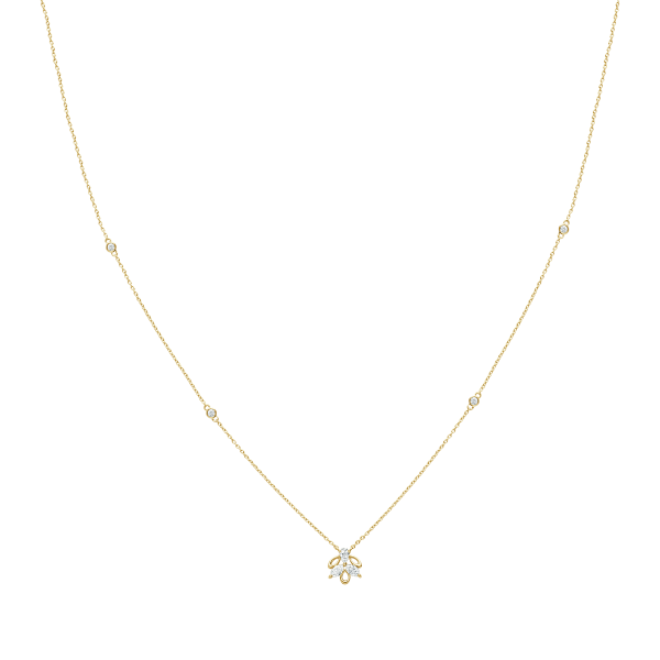 Alternate Diamond Leaves Pendant In 18 K White Gold From Ava Collection