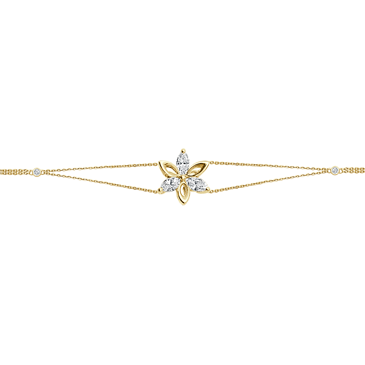 Alternate Diamond Flower Bracelet In 18 K Rose Gold From Ava Collection