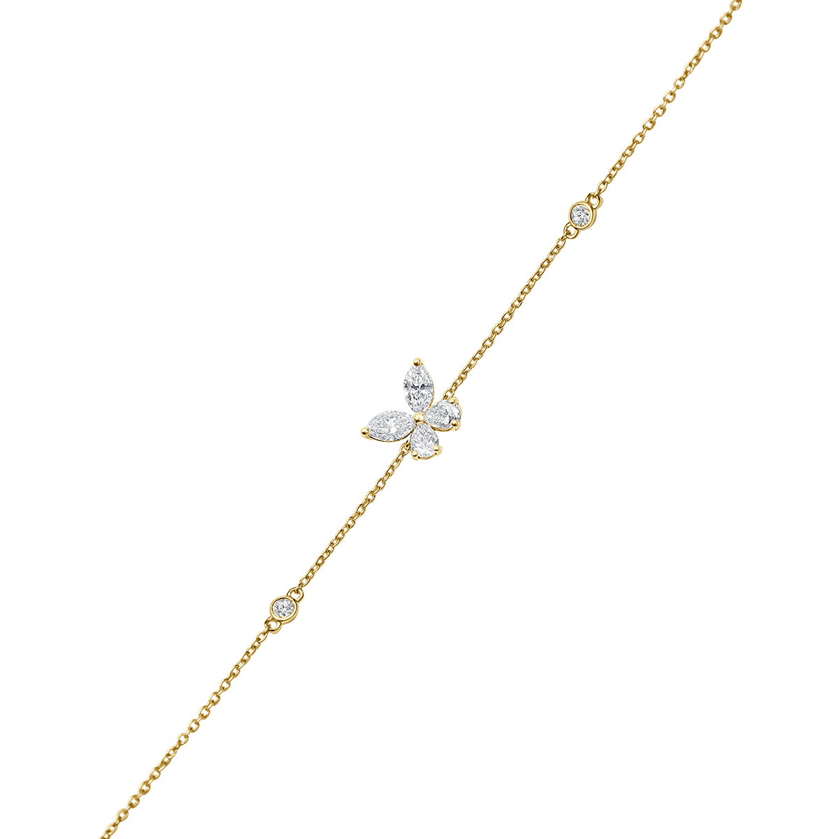 Four Diamond Butterfly Bracelet In 18 K Yellow Gold From Ava Collection