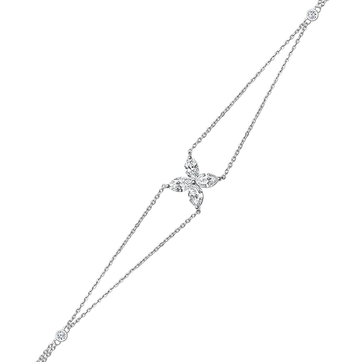 Four Marquise Diamond Bracelet In 18 K White Gold From Ava Collection