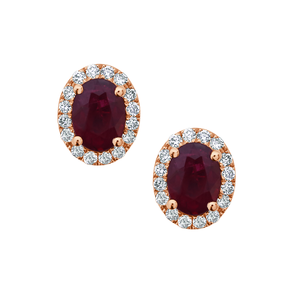Oval Gemstone Halo Earring From Precious Collection