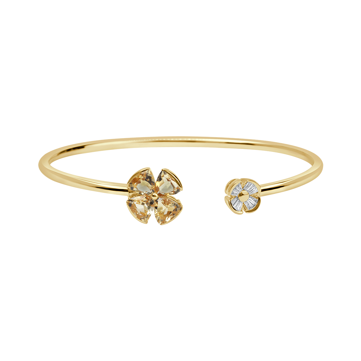 Butterfly Trilliant & Diamond Bangle In 18 K Rose Gold Rosequartz From Orchid Collection