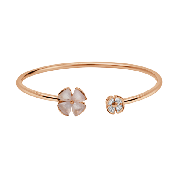 Butterfly Trilliant & Diamond Bangle In 18 K Rose Gold Rosequartz From Orchid Collection