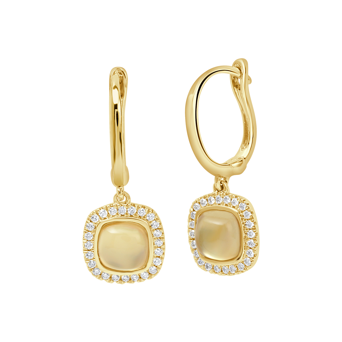 Orchid© Cushion Cabochon Gemstone & Diamond Halo Earring