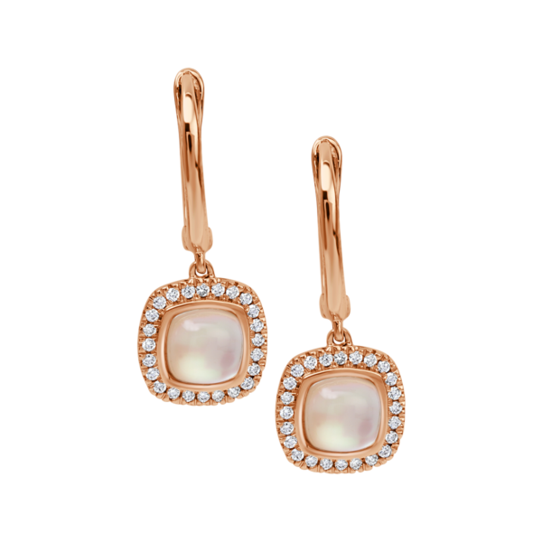 Orchid© Cushion Cabochon Gemstone & Diamond Halo Earring