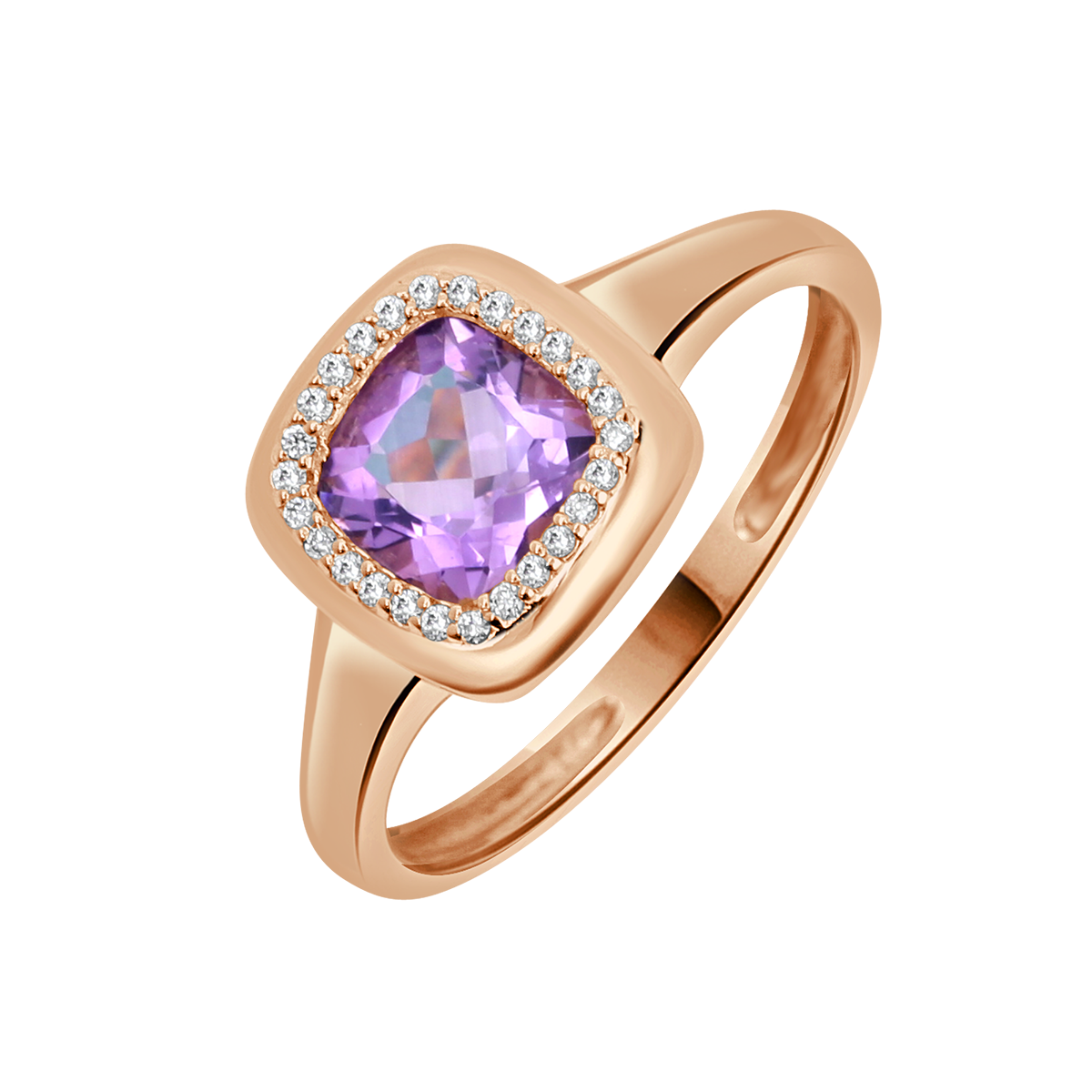 Orchid© Cushion Gemstone & Diamond Wide Halo Ring