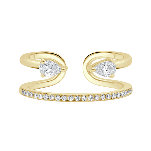 Open Twin Pear Diamond Ring - 18 K Yellow Gold - Gap Collection