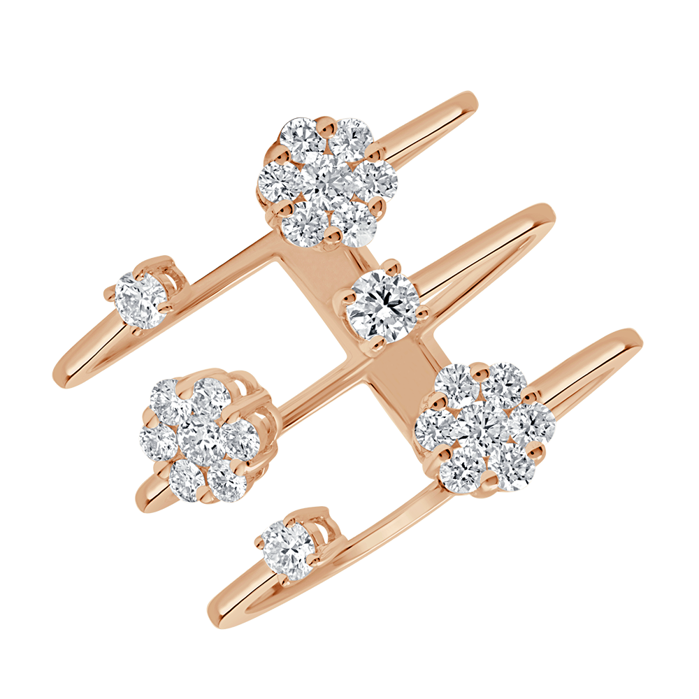 Triple Round Illusion Diamond Ring In 18 K Rose Gold From Gap Collection