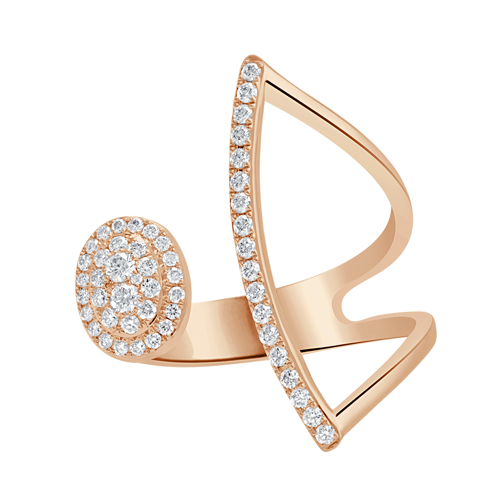 Winged Oval Halo Illusion Diamond Ring In 18 K Rose Gold From Gap Collection