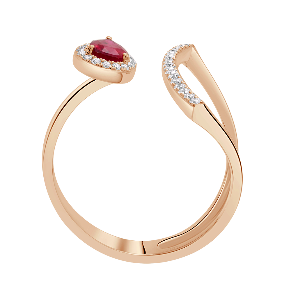 Winged Pear Halo Gemstone & Diamond Ring In 18 K Rose Gold From Gap Collection