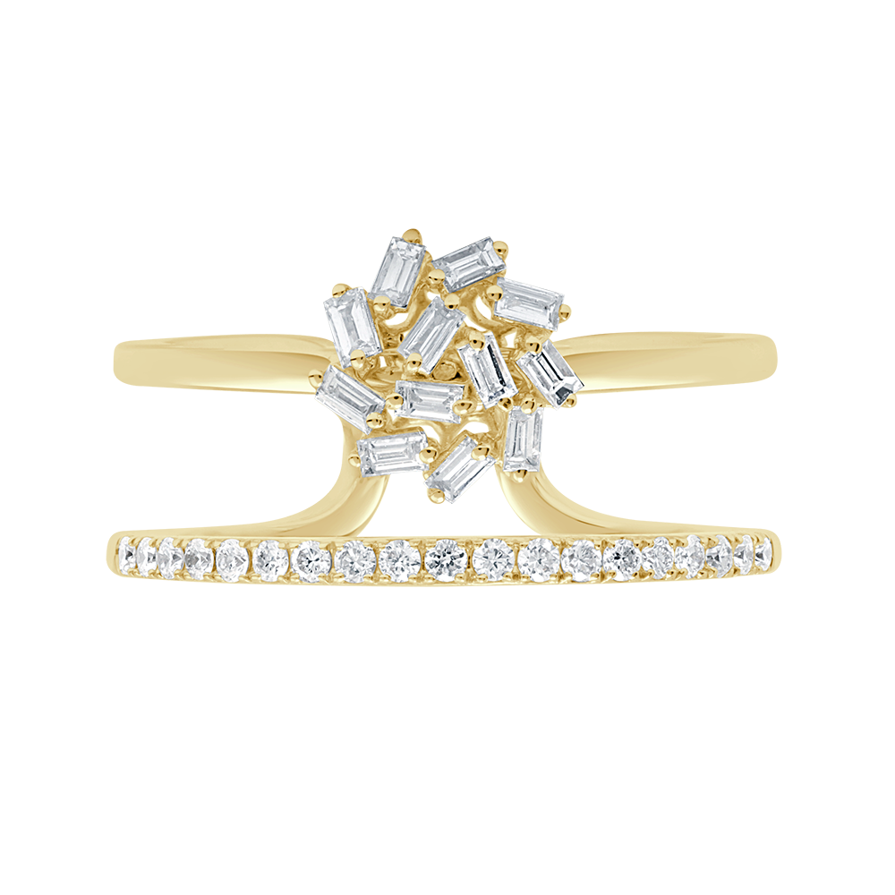 Floral Baguette Diamond Ring In 18 K Yellow Gold From Gap Collection