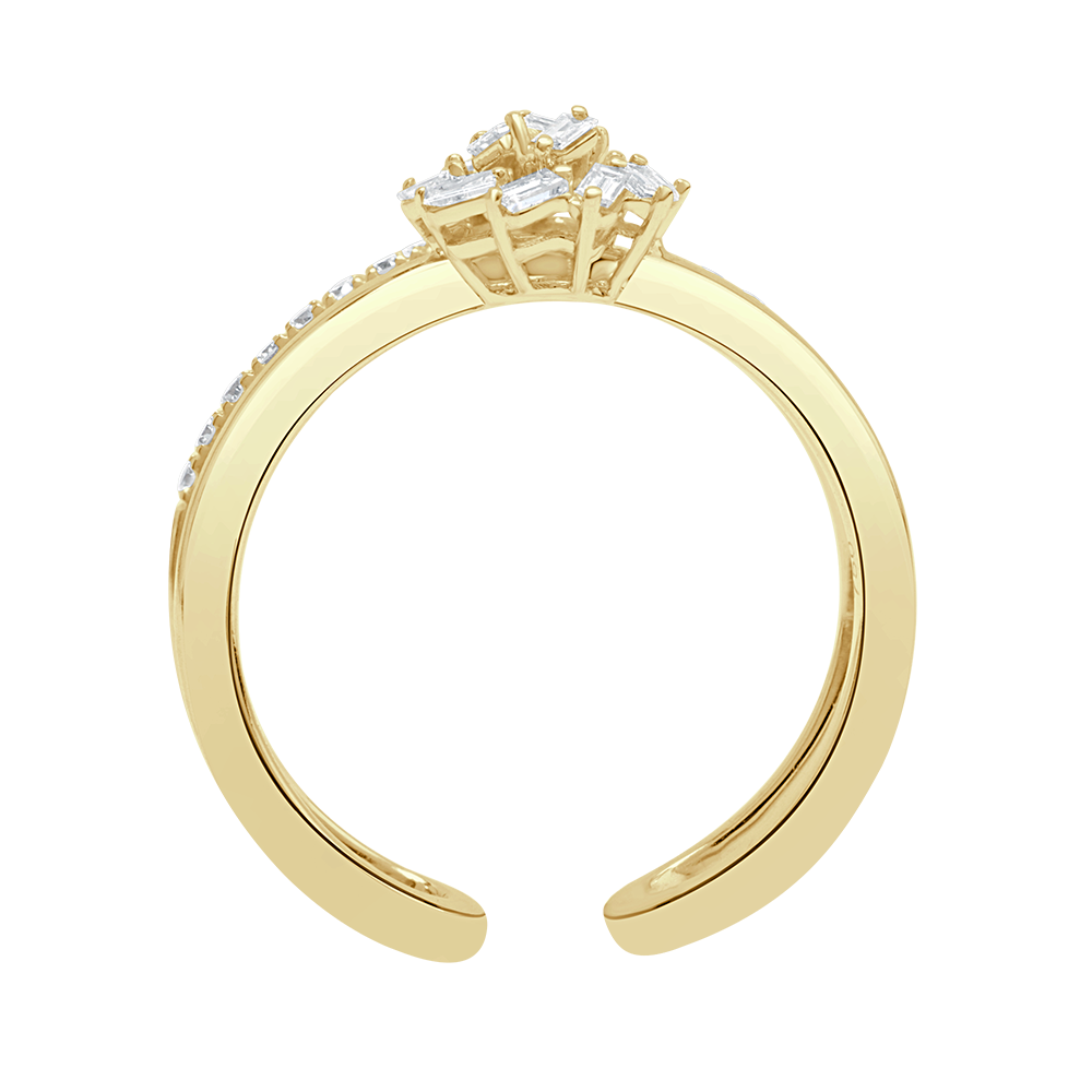 Floral Baguette Diamond Ring In 18 K Yellow Gold From Gap Collection