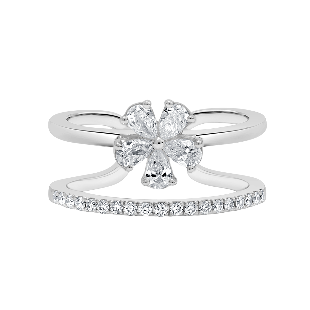 Floral Diamond Ring - 18 K White Gold - Gap Collection
