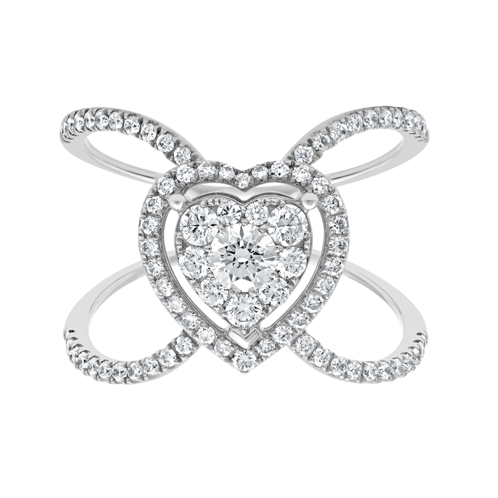 Focus Heart Illusion Diamond Ring In 18 K White Gold From Gap Collection